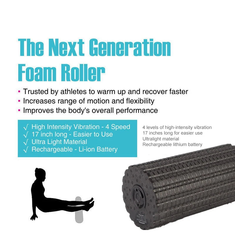 4-Speed Electric Foam Roller – Muscle Massage & Recovery Tool